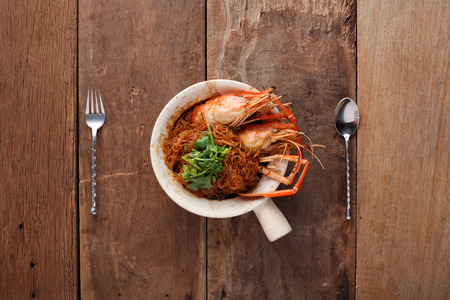 Casseroled Shrimp with glass noodle,Ready to eat. On The Tableの写真素材
