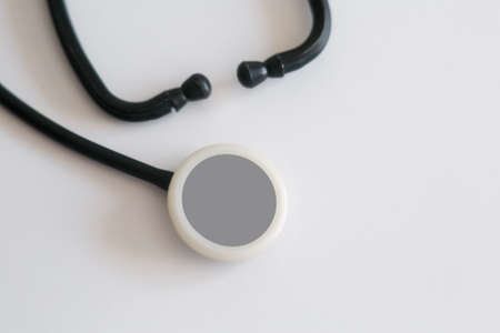 Black stethoscope isolated on white background. Healthcareの写真素材