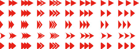 Set of 45 types of red triangular arrowsのイラスト素材
