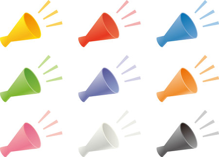set of colorful megaphones. Vector Illustration.のイラスト素材