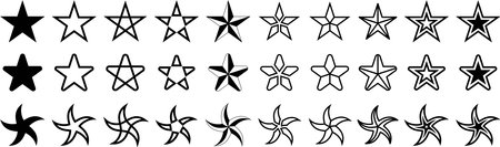 Monochrome stars vector illustration setのイラスト素材
