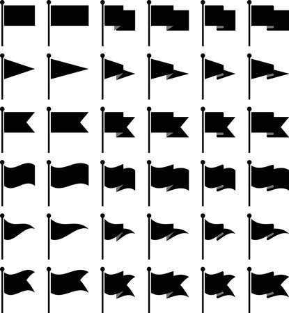 Monochrome flags and flags vector illustration setのイラスト素材