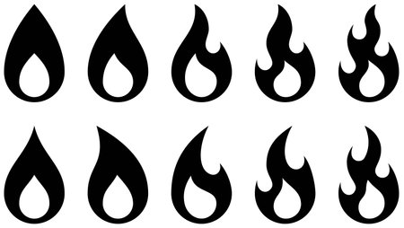 Simple flame, fire vector illustration setのイラスト素材
