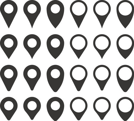 Map pin style icons monochrome vector illustration setのイラスト素材