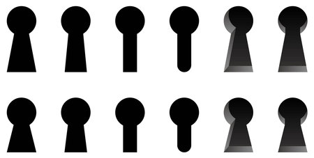 Set of monochrome keyhole vector illustration iconsのイラスト素材