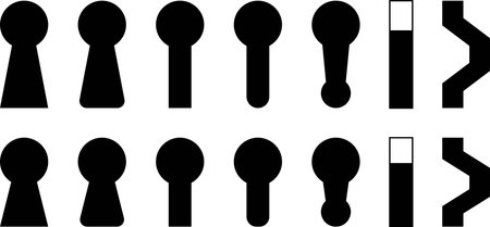 Set of monochrome keyhole vector illustration iconsのイラスト素材