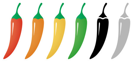 Chili pepper and chili pepper vector illustration setのイラスト素材