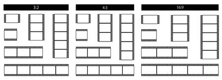 Vector illustration set of monochrome film-like frameのイラスト素材