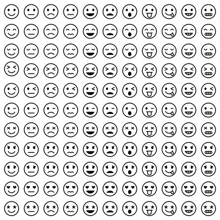 Monochrome face mark vector illustration setのイラスト素材