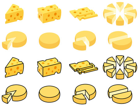 Simple cheese vector illustration setのイラスト素材