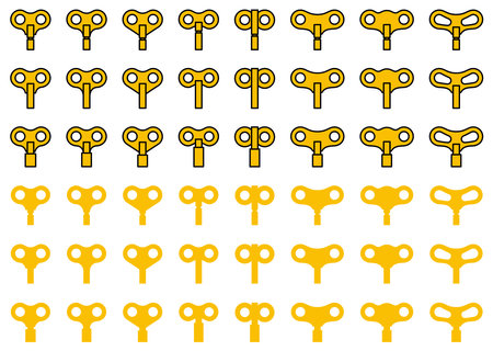 Vector illustration set of mainspring, winding key, screw winding, and mainspring handleのイラスト素材