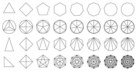 Vector illustration set of geometric polygonal shapes of various shapesのイラスト素材