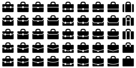 Vector illustration set of various shapes briefcase, attachÃ© case iconsのイラスト素材