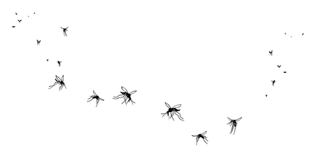 A flock of flying mosquitoes. Silhouette.のイラスト素材