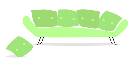 Sofa couch click-gag with pillows. Retro style. Vector illustrationのイラスト素材