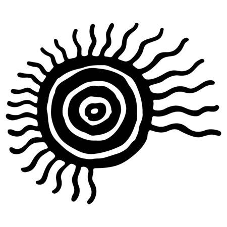 Stylized image of the sun with rays. Sign. Vector illustrationのイラスト素材