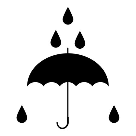 Black umbrella. Silhouette sign. Vector illustration.のイラスト素材