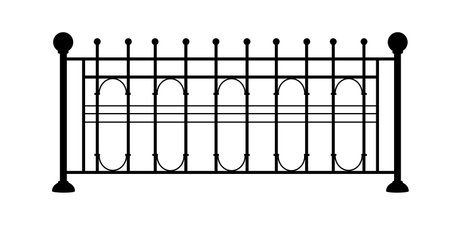 Metal grill of a classic fence. Silhouette drawing. Vector illustrationのイラスト素材
