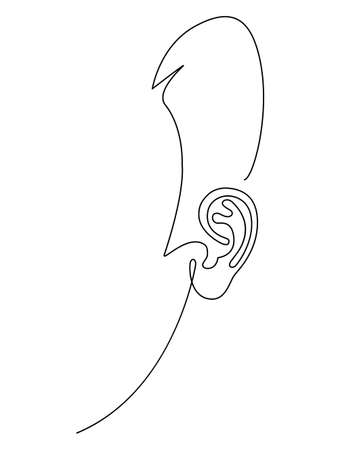 Man left ear, simple linear drawing, vector illustrationのイラスト素材