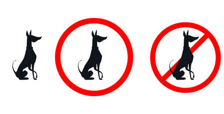 Dog is sitting. sign Dog is waiting. Black silhouette on a white background vector illustration.のイラスト素材