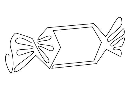 Candy in a wrapper. Continuous line drawing. Vector illustrationのイラスト素材