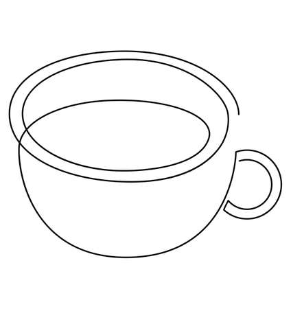 Tea cup with a drink. Continuous line drawing. Vector illustrationのイラスト素材
