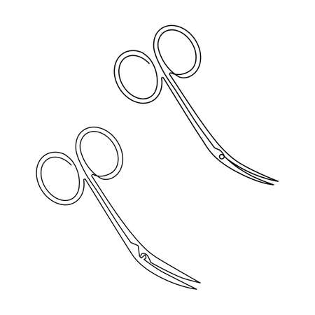 Set of manicure scissors. Continuous line drawing. Vector illustration.のイラスト素材