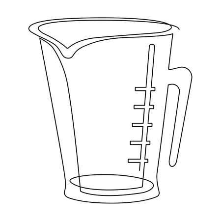 Measuring jug with graduations for measuring weight and volume. Continuous line drawing. Vector illustration.のイラスト素材