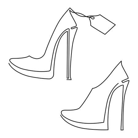 Chic high-heeled shoes. Product label on a new shoe.のイラスト素材