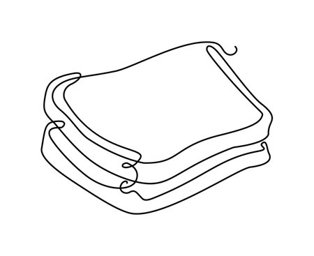 Two slices of square bread. Continuous line drawing. Vector illustration.のイラスト素材