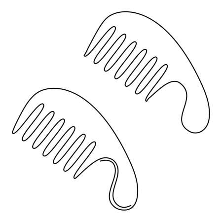 Beautiful woman hair comb. Continuous line drawing. Vector illustration.のイラスト素材
