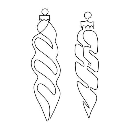 Glass icicle toy. Christmas decoration for the tree. Continuous line drawing. Vector illustration.のイラスト素材