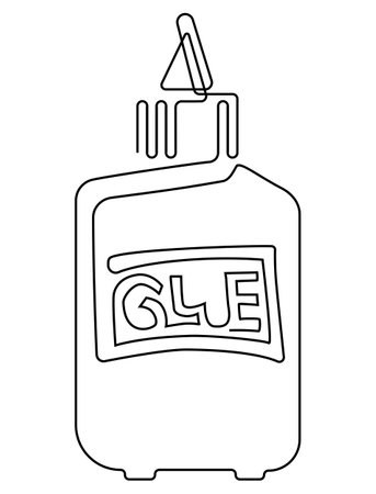 Glue stationery bottle, illustration. Vector continuous line drawing, isolated on white background.のイラスト素材