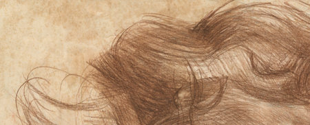 Abstract landscape type, spray watercolor and sepia pencil. Imitation of old parchment. old paper. For backgroundの写真素材