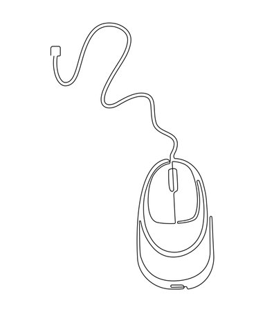 computer mouse set. office computer equipment. continuous line drawing. vector illustration.のイラスト素材