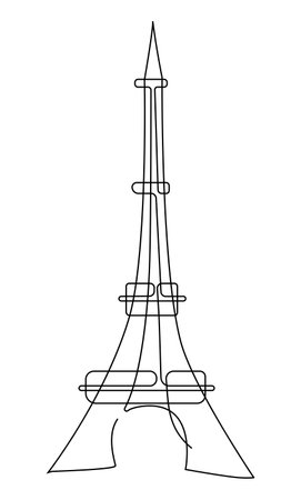 Eiffel Tower in Paris. An architectural monument of the early 20th century. continuous line drawing. vector illustration.のイラスト素材