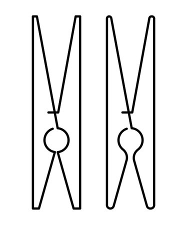 Set of clothespins. continuous line drawing. vector illustrationのイラスト素材