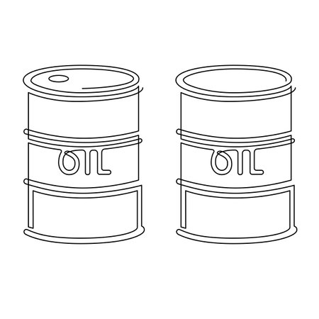 Metal barrel with the inscription oil. Continuous line drawing illustration.の写真素材