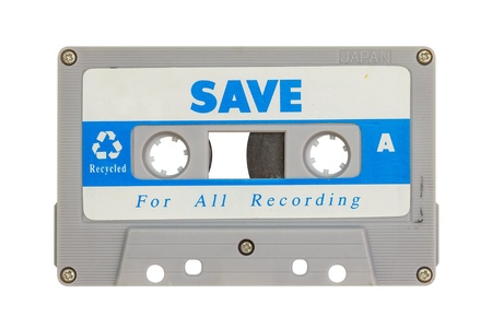 Old cassette tape isolated on white backgroundの写真素材