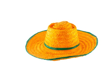 Woven hat isolated on white backgroundの写真素材