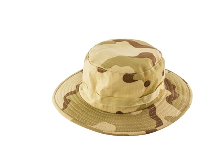 Camouflage hat isolated on white backgroundの写真素材