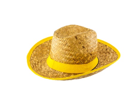 Woven hat isolated on white backgroundの写真素材