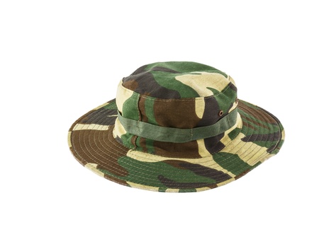 Camouflage hat isolated on white backgroundの写真素材