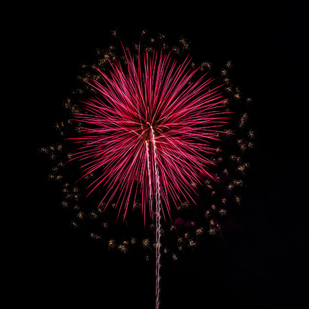 Fireworks in the night sky backgroundの写真素材