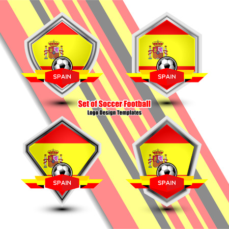 Set of Soccer Football Logo Design Templates for Spain, Vector Illustrationのイラスト素材