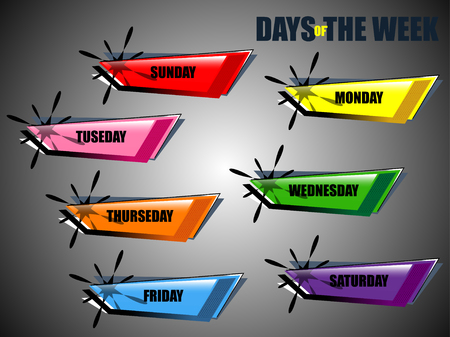 Days of the week set button, vector illustrationのイラスト素材