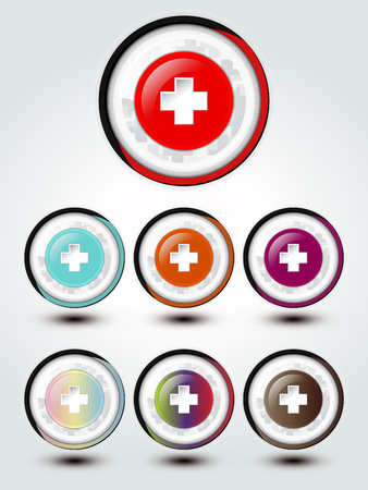 set of buttons with cross sign, vector illustrationのイラスト素材
