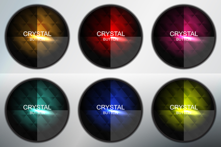 set of crystal button circle, vector illustrationのイラスト素材