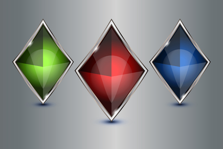 set of crystal button geometric, vector illustrationのイラスト素材