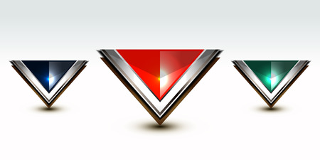 set of crystal button triangle, vector illustrationのイラスト素材
